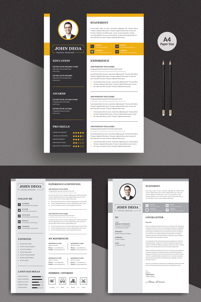 John 3 Pages Modern Resume Template