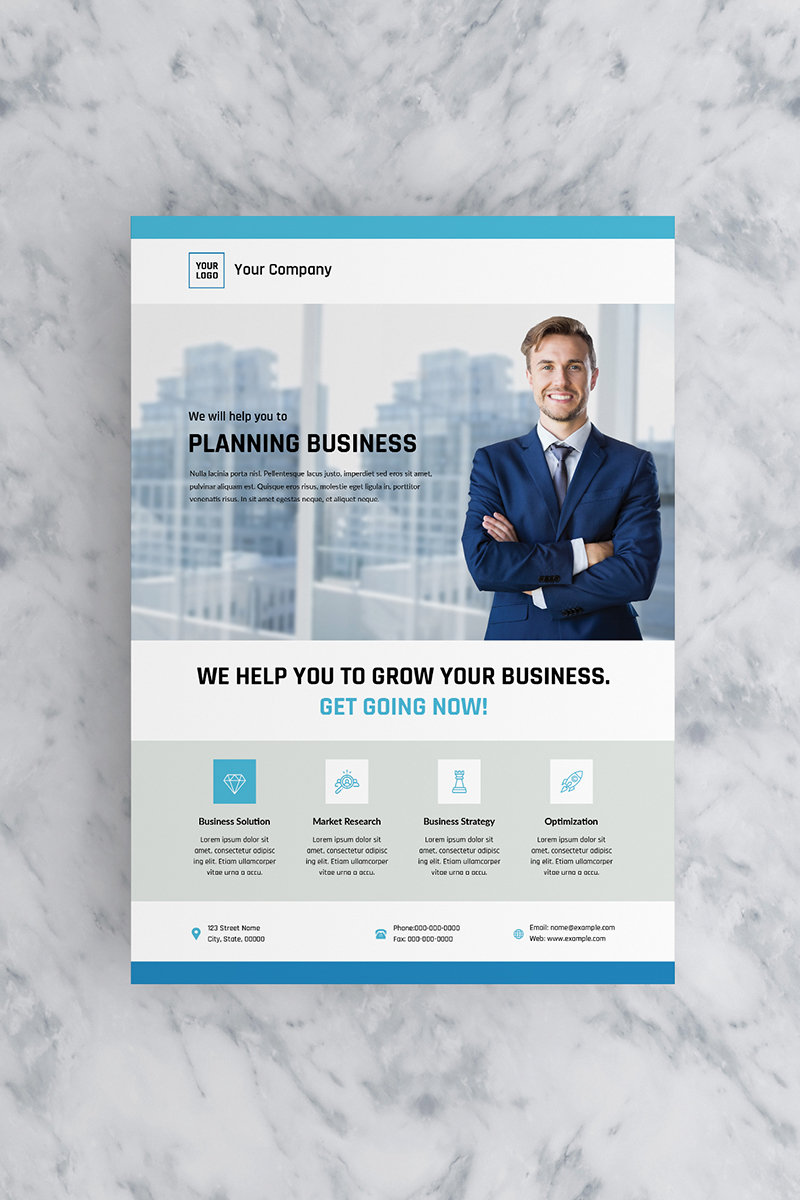 Flat Blue Business Flyer - Corporate Identity Template
