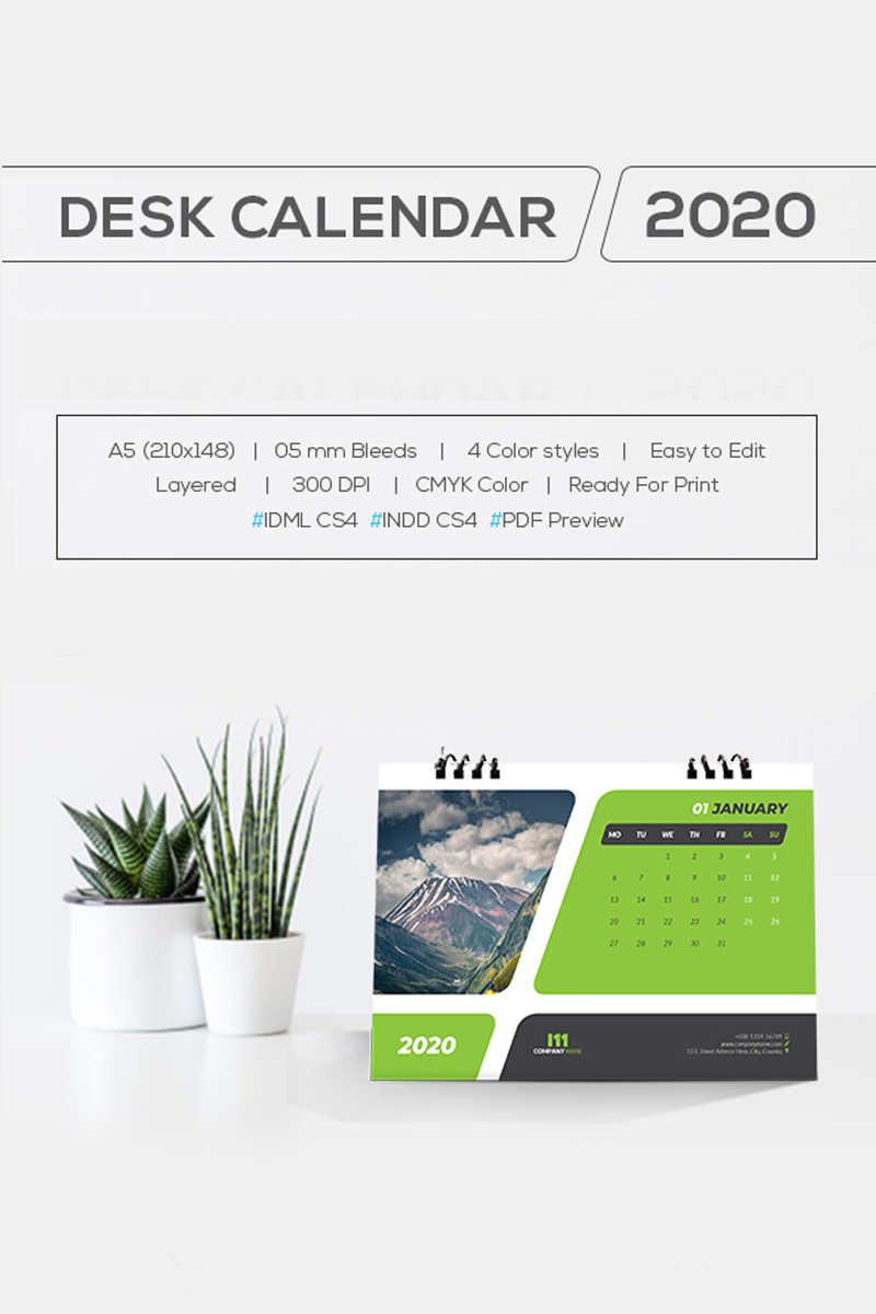 Desk Calendar 2020 With 4 Color Styles Planner