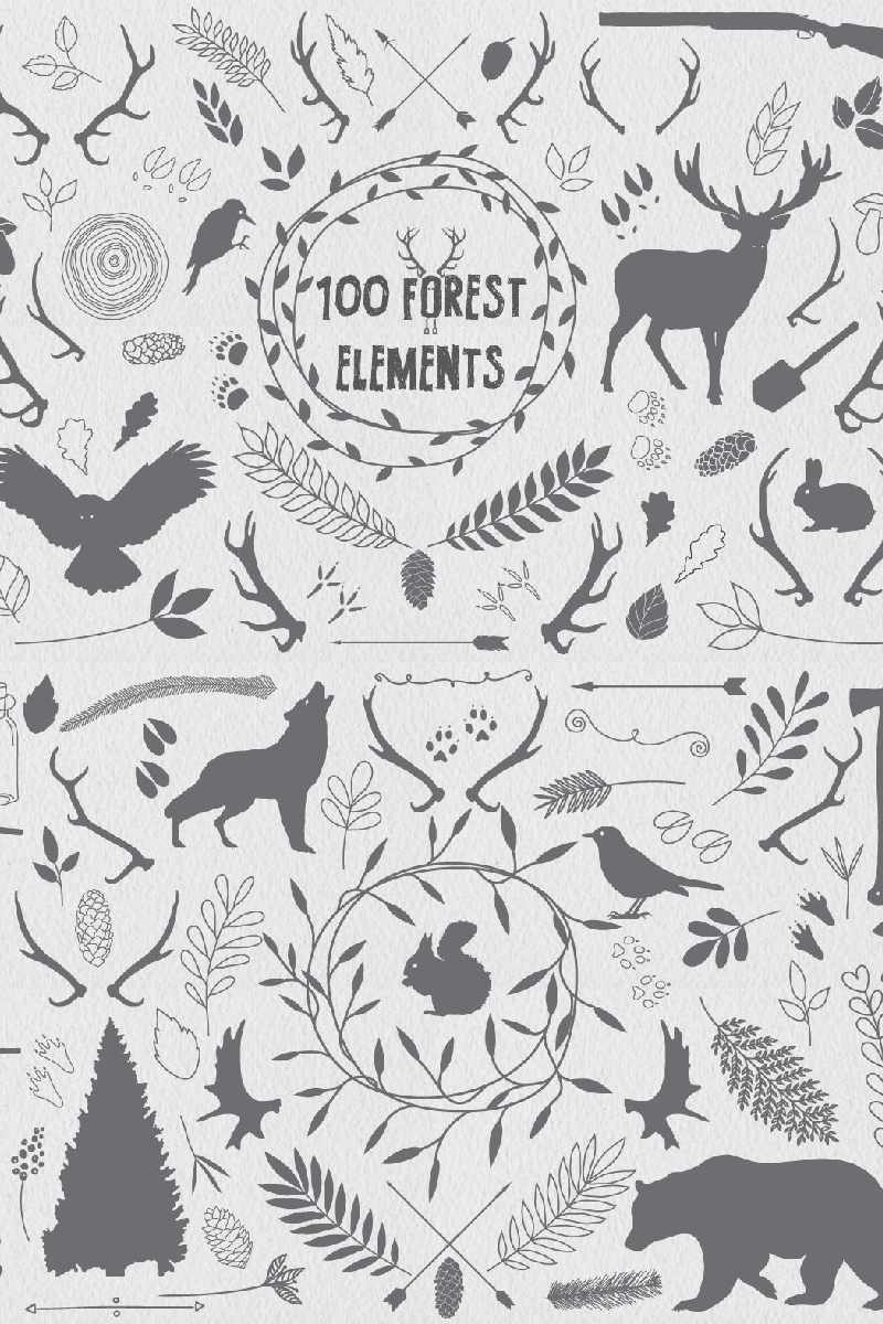 100 Forest Elements - Illustration