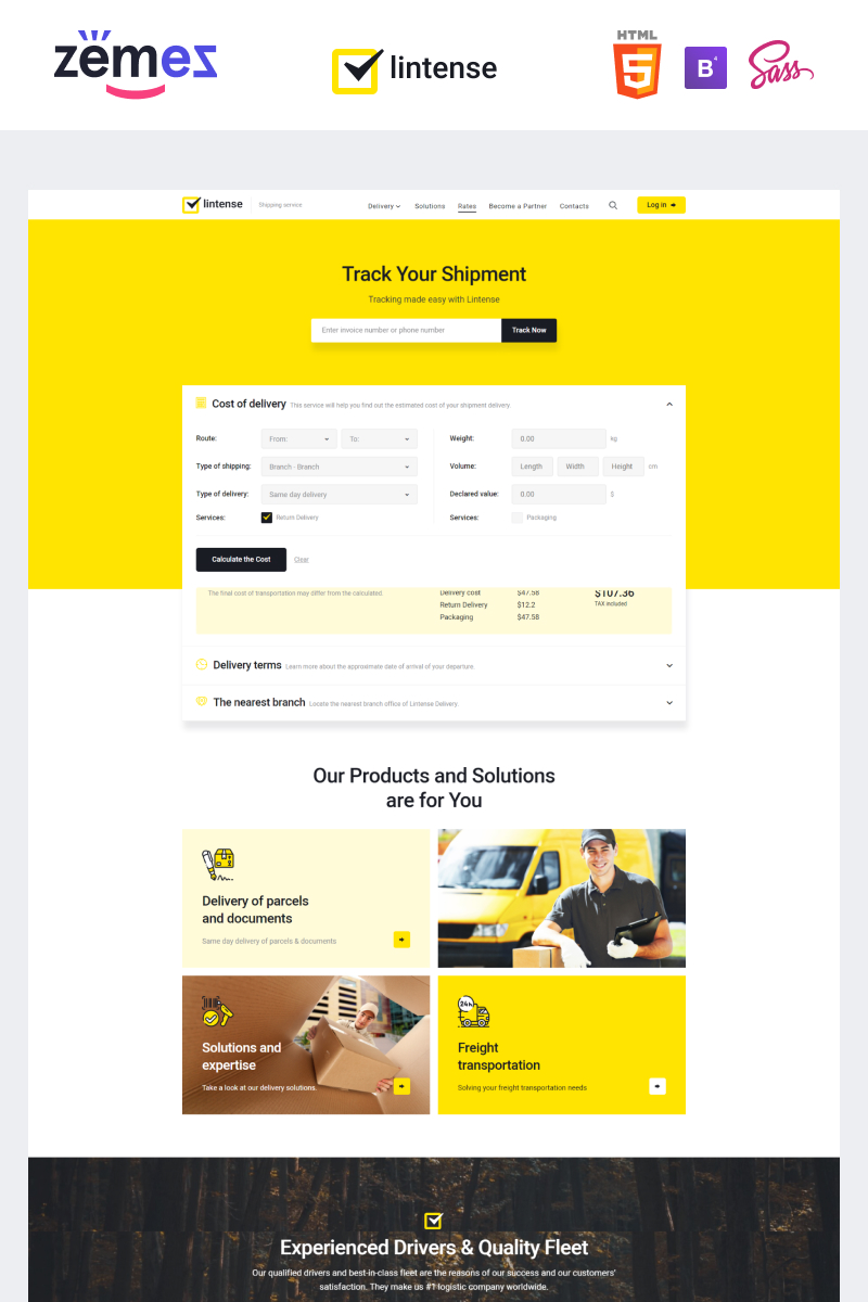 Lintense Transportation - Logistics Company Landing Page Template