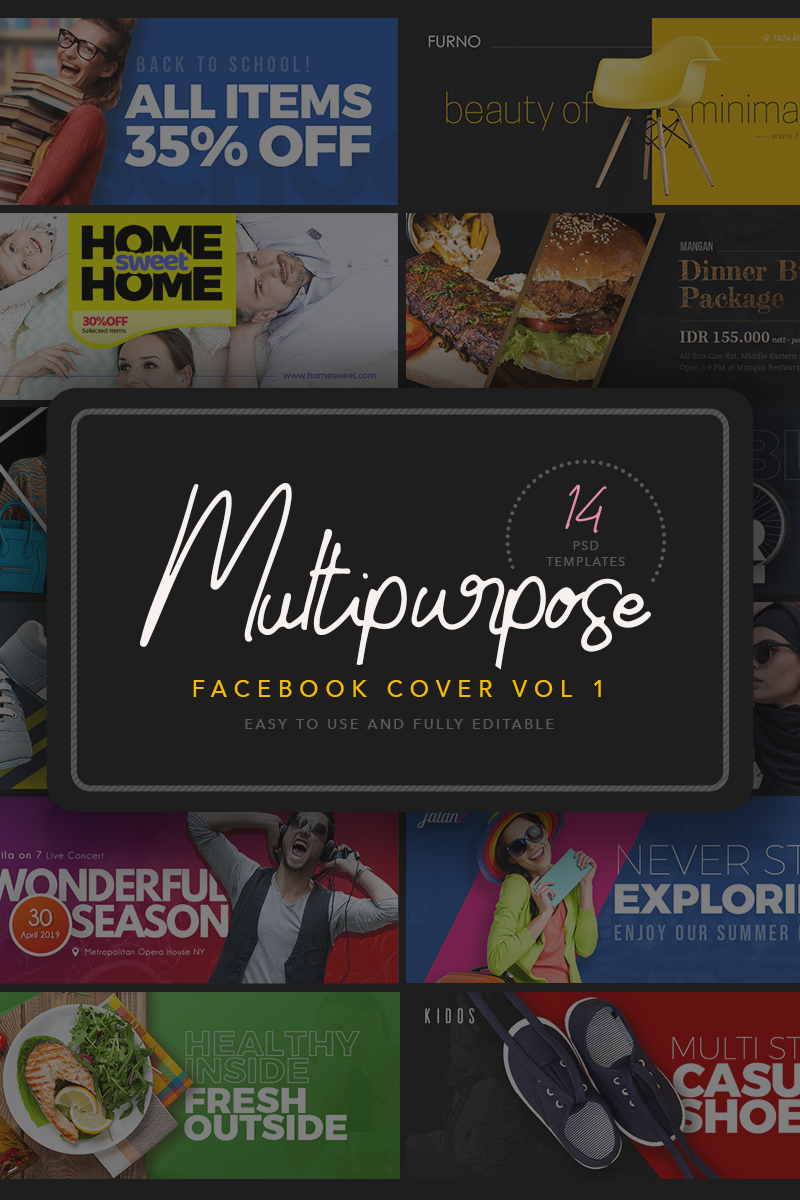 Multipurpose Facebook Cover Templates for Social Media