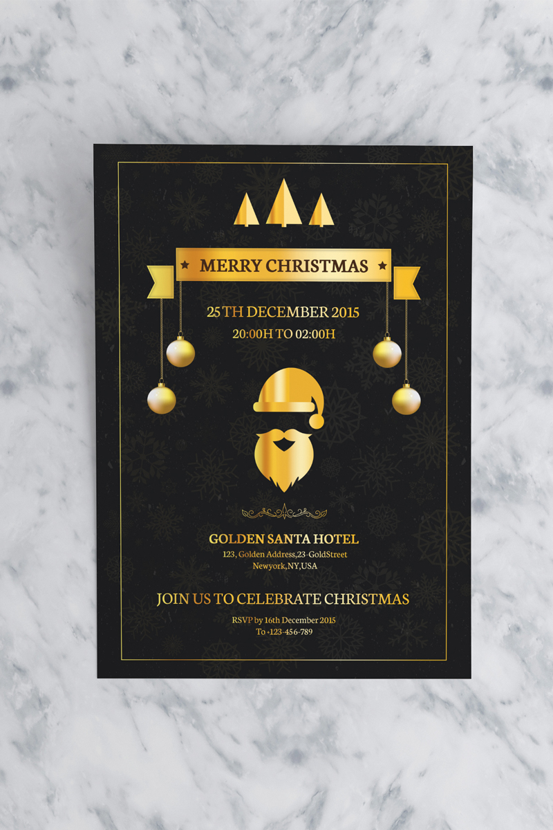 Golden Christmas Party Invitation - Corporate Identity Template