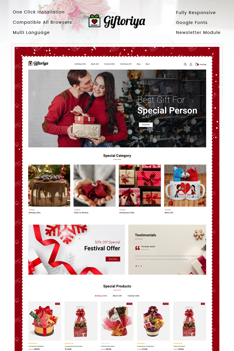Giftoriya - Gifts Store OpenCart Responsive Template