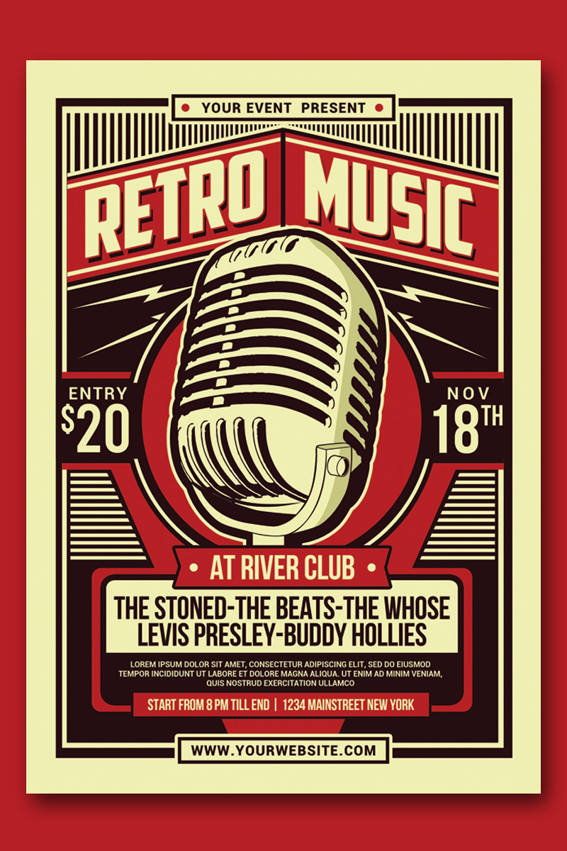 Retro Music Party Flyer - Corporate Identity Template