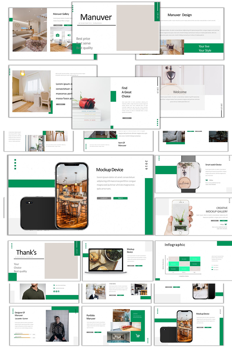 Manuver Green Colour PowerPoint template