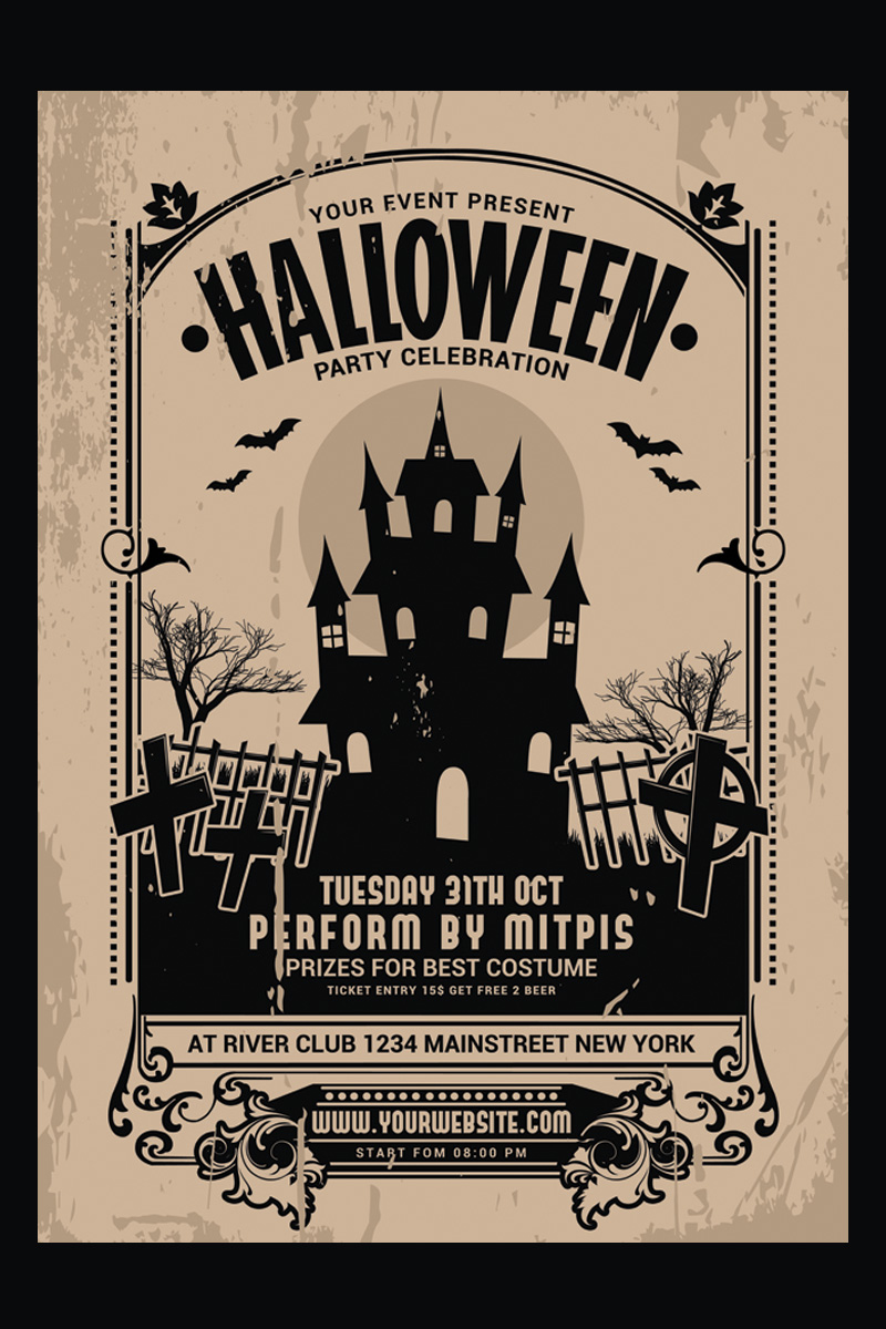 Halloween Party Vintage Flyer - Corporate Identity Template