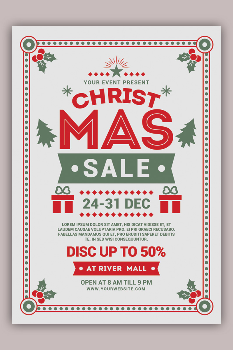 Christmas Sale Flyer -Red and Green Theme