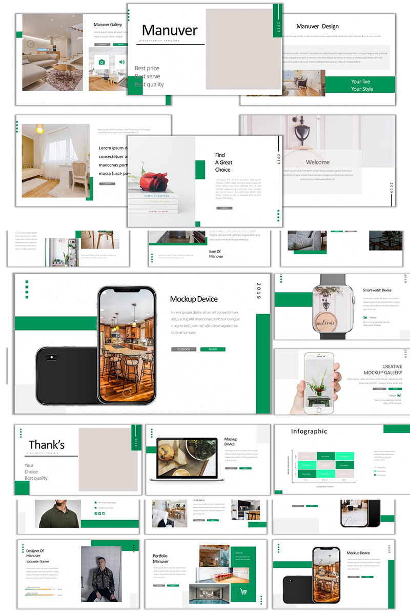 Manuver Green Colour Google Slides