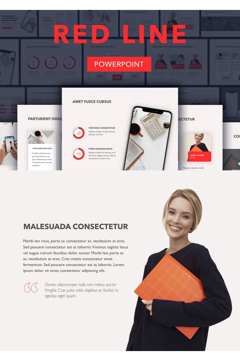 Red Line PowerPoint template