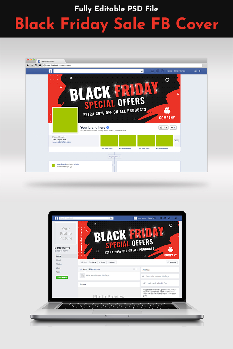 Black Friday Sale FB Timeline Cover Social Media Template
