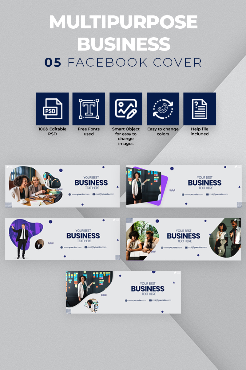 5 Multipurpose Business Facebook Cover Social Media Template