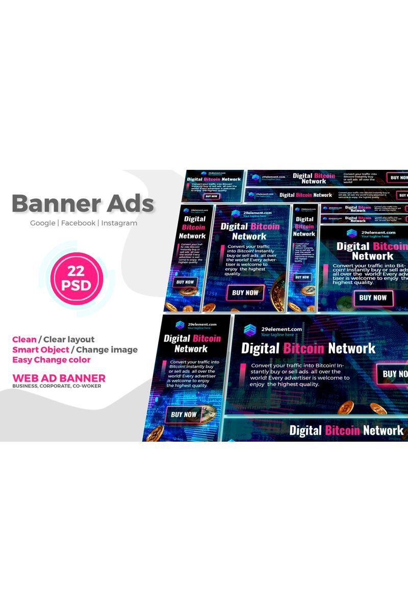 Blockchain Platform Google Ads Web Banner V.3 Social Media Template