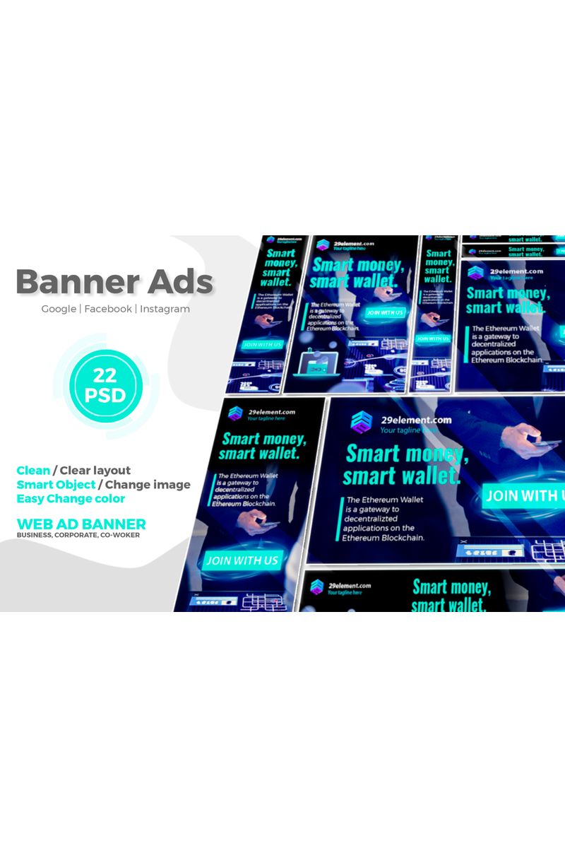 Blockchain Platform Google Ads Web Banner V.1 Social Media Template