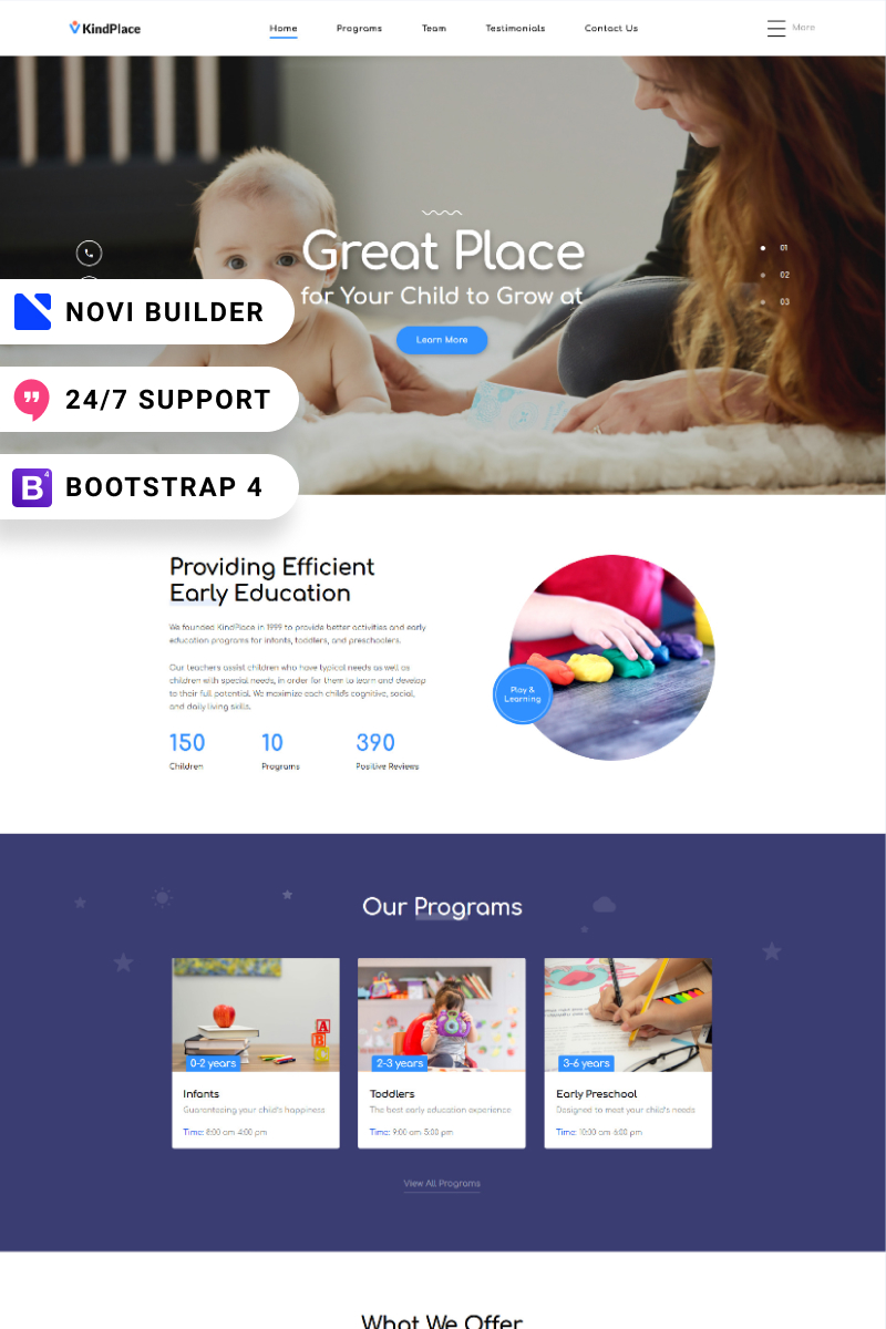 KindPlace - Novi Builder Preschool Center Landing Page Template