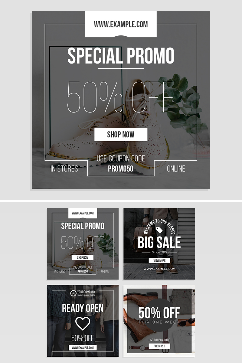 Sale Post Layout Set Social Media Template