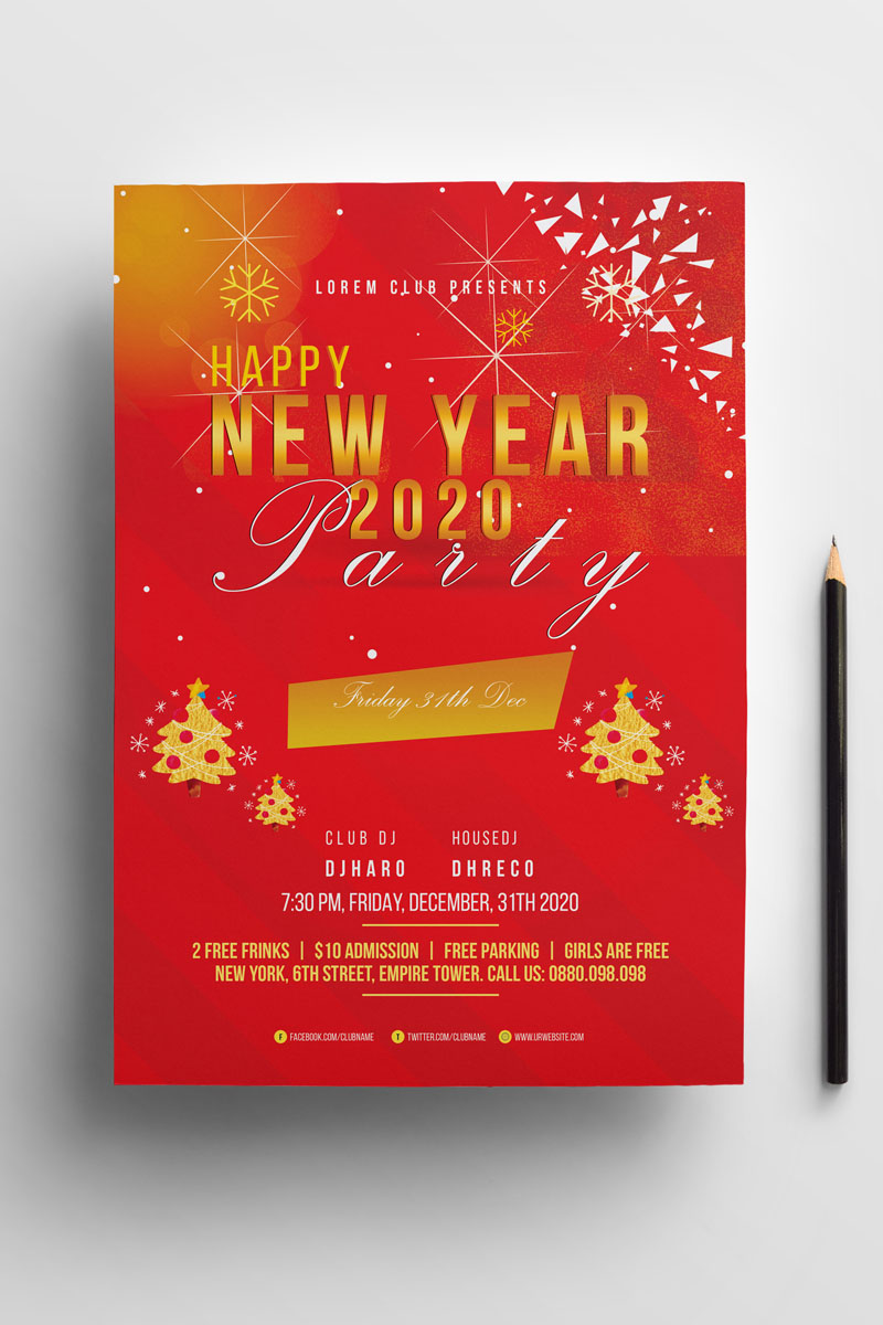 Happy New Year 2020 Flyer - Corporate Identity Template