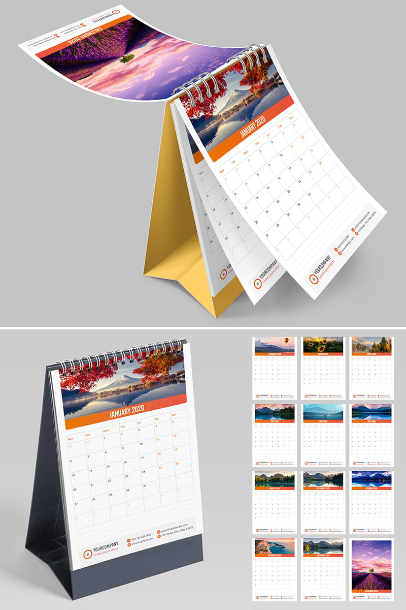 Vertical Desk Calendar 2020 Layout Planner