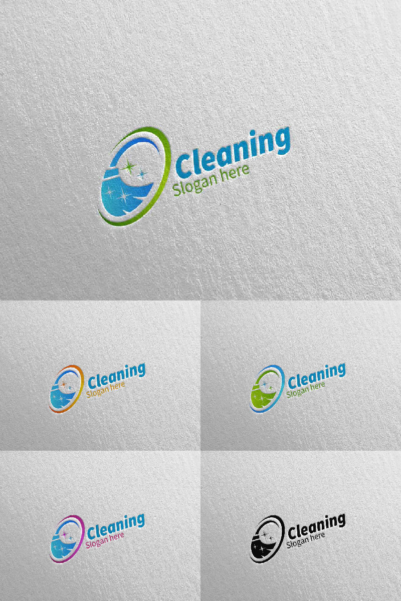 Cleaning Service with Eco Friendly 3 Logo Template
