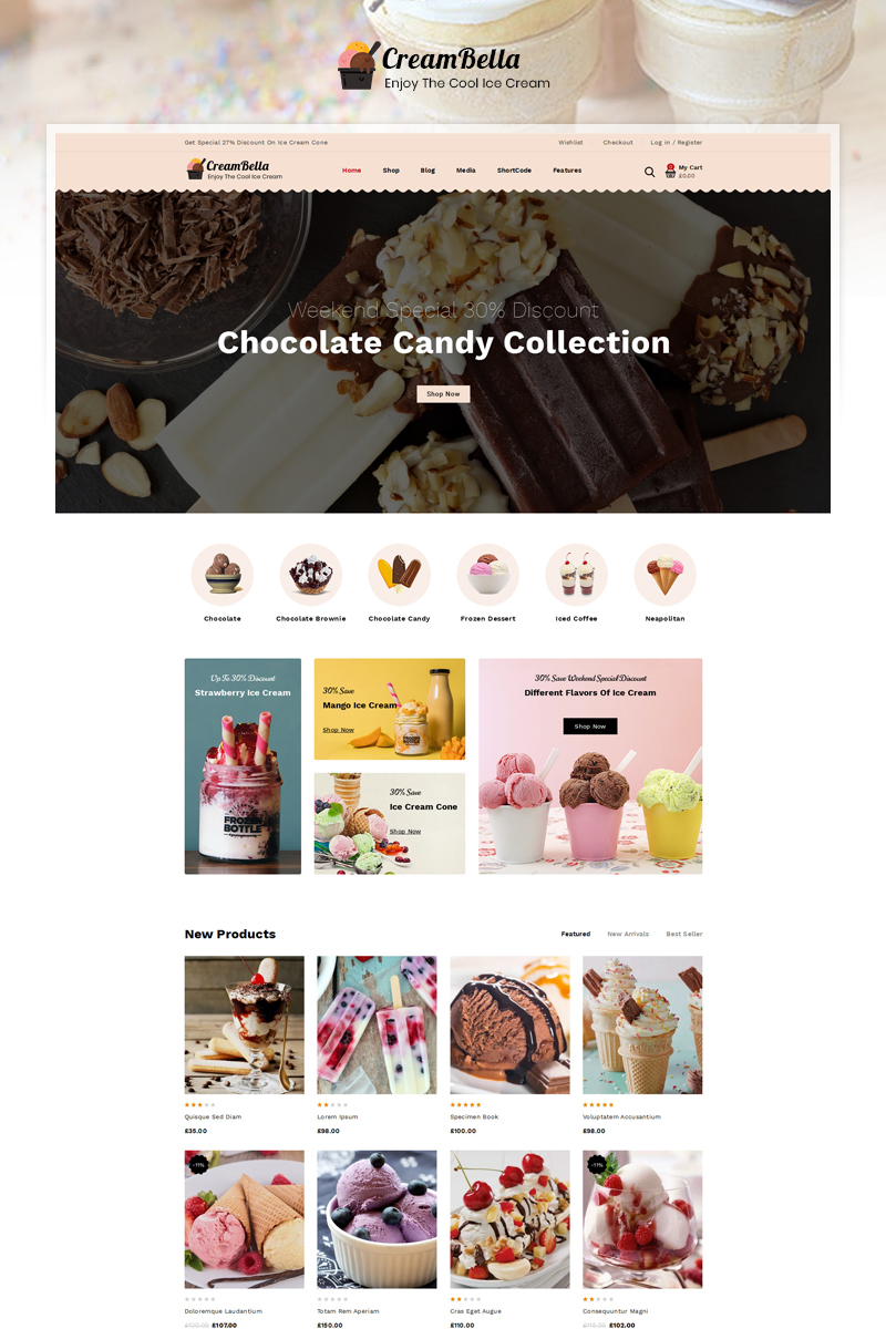 CreamBella - IceCream Store Elementor WooCommerce Responsive Theme