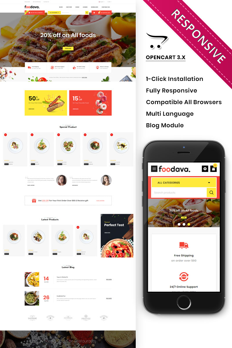 Foodava - The food Store OpenCart Template