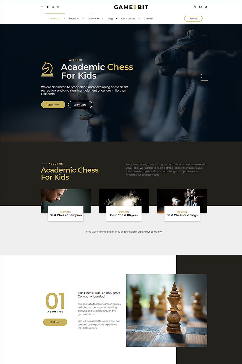 Gamebit - chess club and board games WordPress Theme