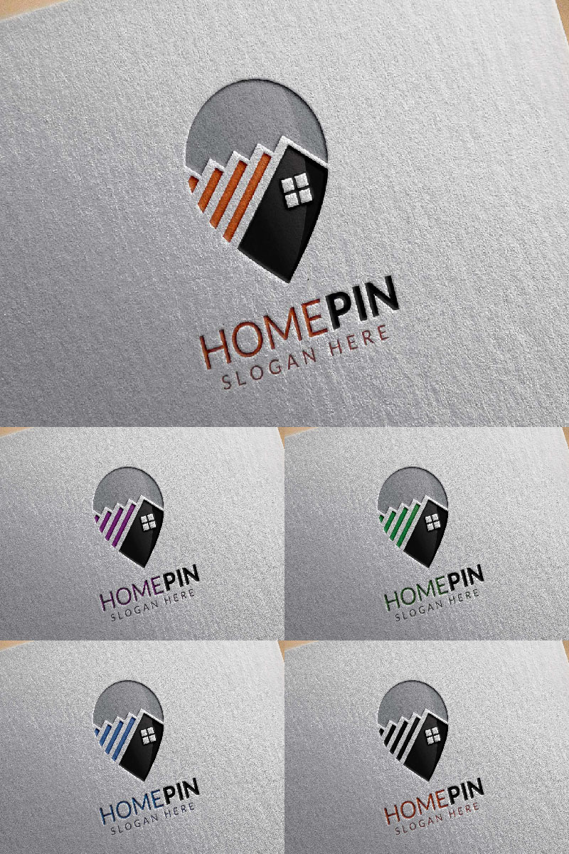 Real Estate Home Pin Logo Template
