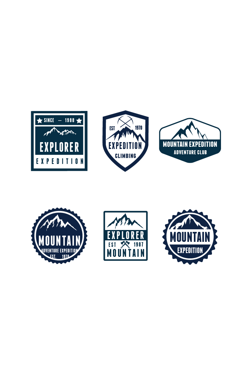 Set of Mountain and Badges Adventure Logo Template