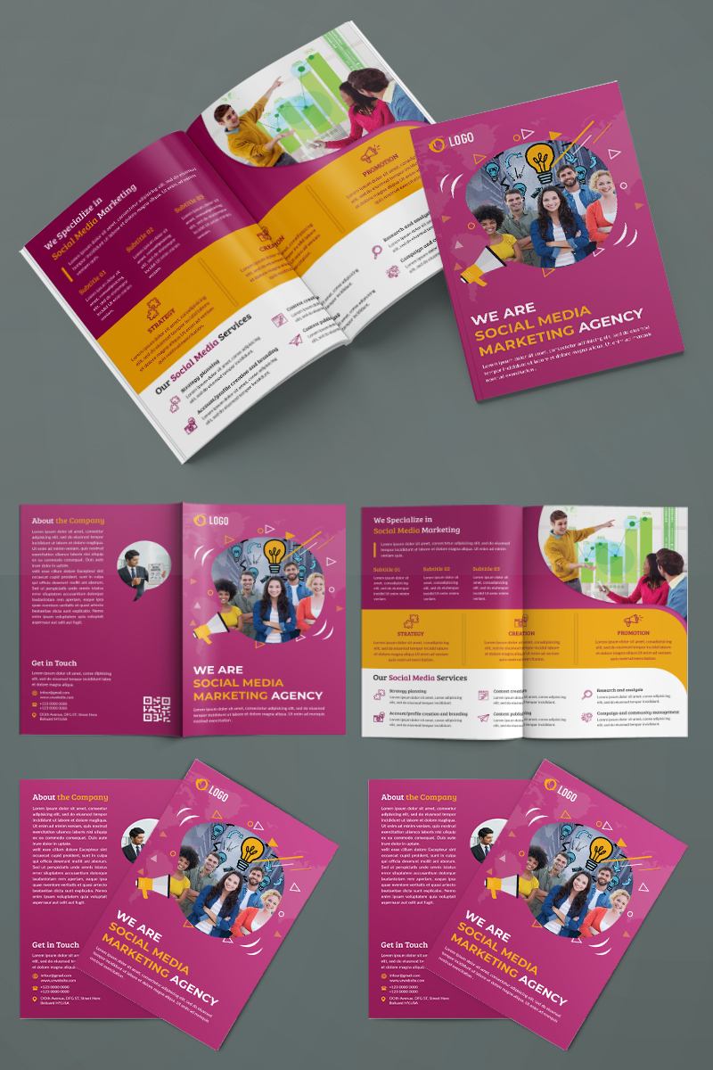 Social Media Marketing Bifold Brochure - Corporate Identity Template