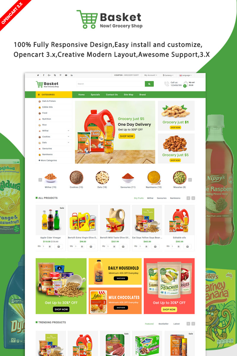 Basket - Grocery OpenCart Template