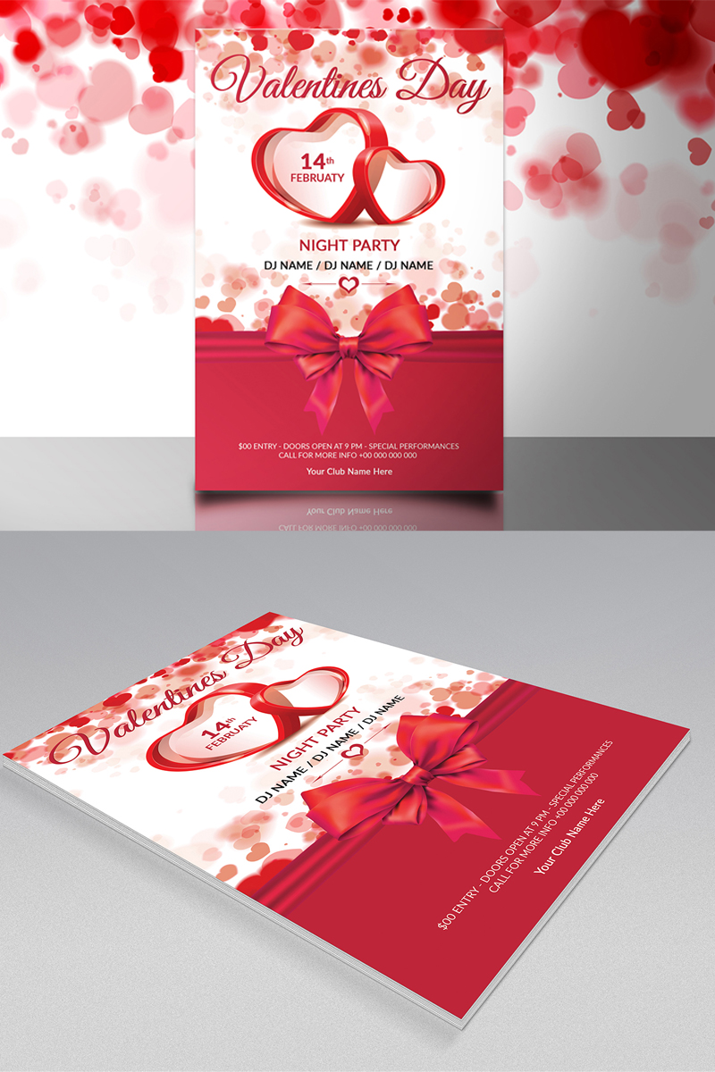 Valentine Party Flyer Template. Psd, word & Canva