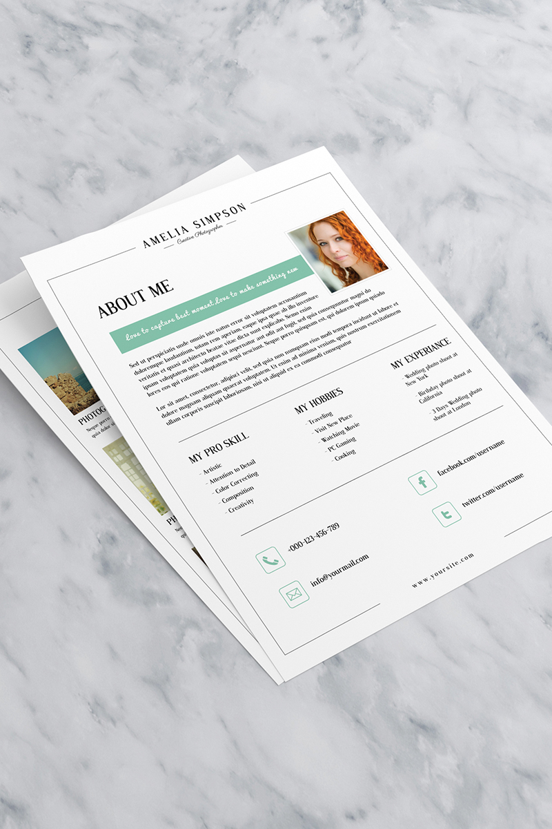 Photographer About Me Page - Corporate Identity Template