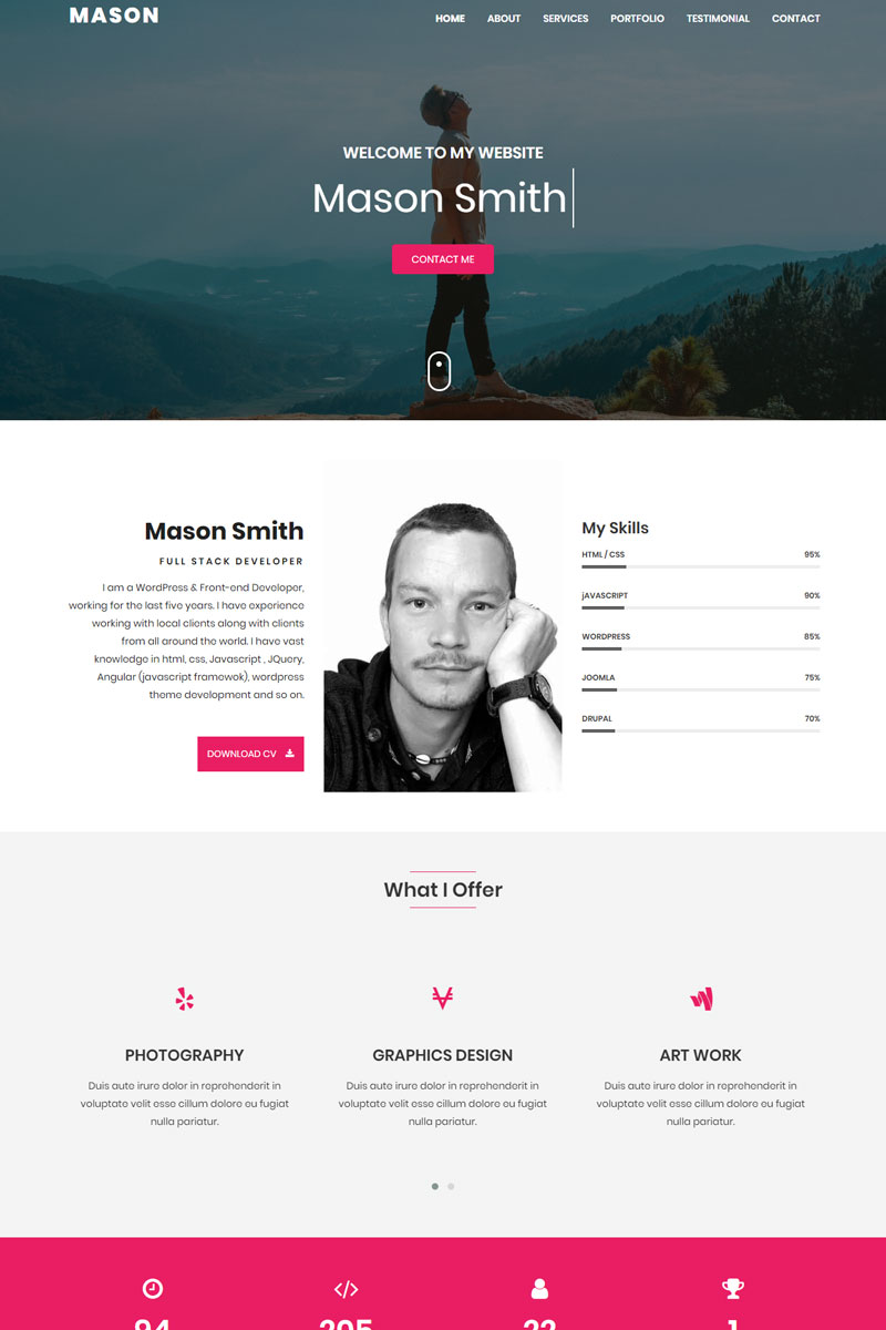 Mason - Personal Portfolio Landing Page Template