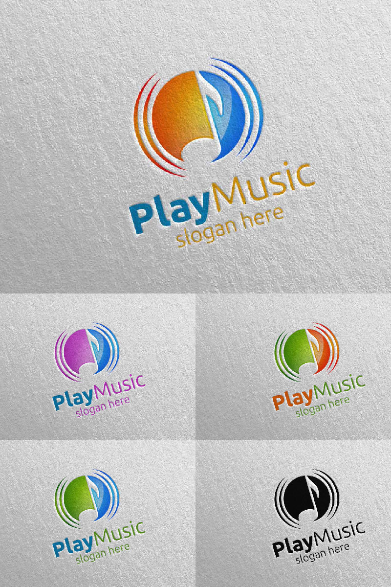 Abstract Music with Note and Play Concept 25 Logo Template