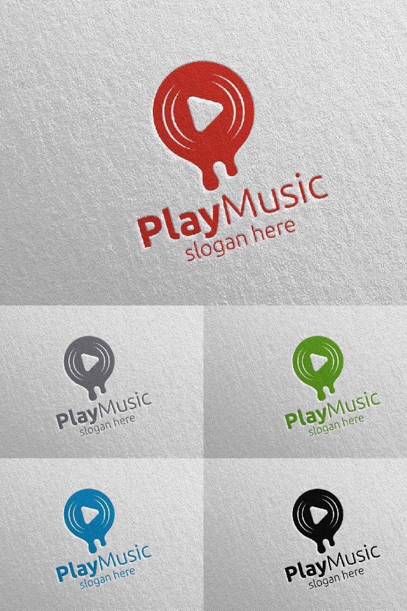 Abstract Music with Play Concept 23 Logo Template