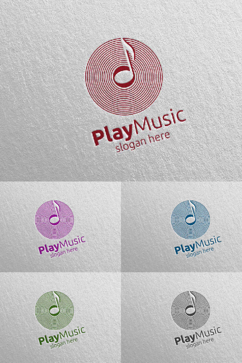 Abstract Music with Note and Play Concept 26 Logo Template