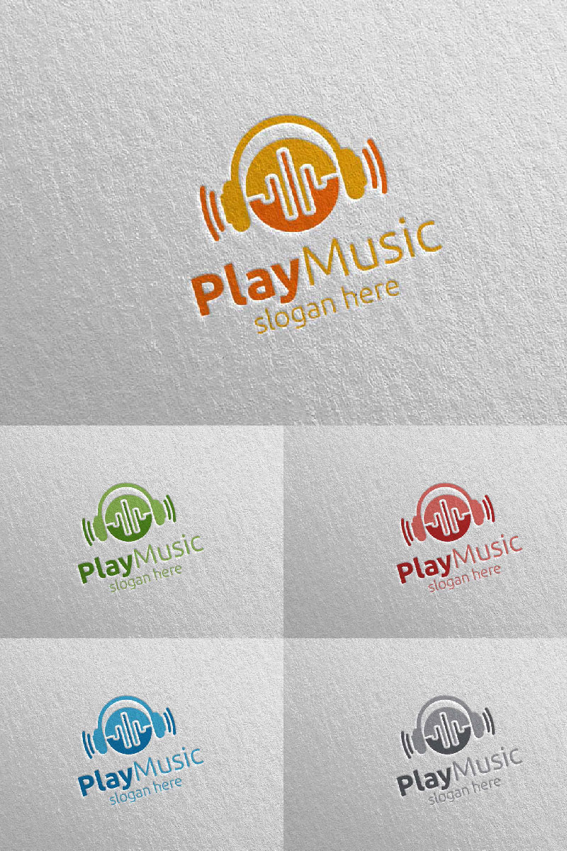 Abstract Music with Note and Play Concept 19 Logo Template