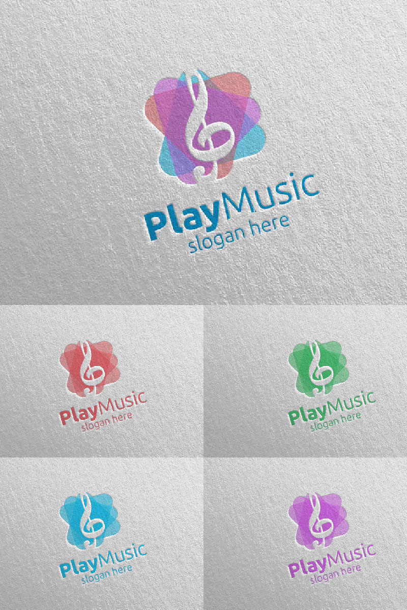 Abstract Music with Note and Play Concept 16 Logo Template