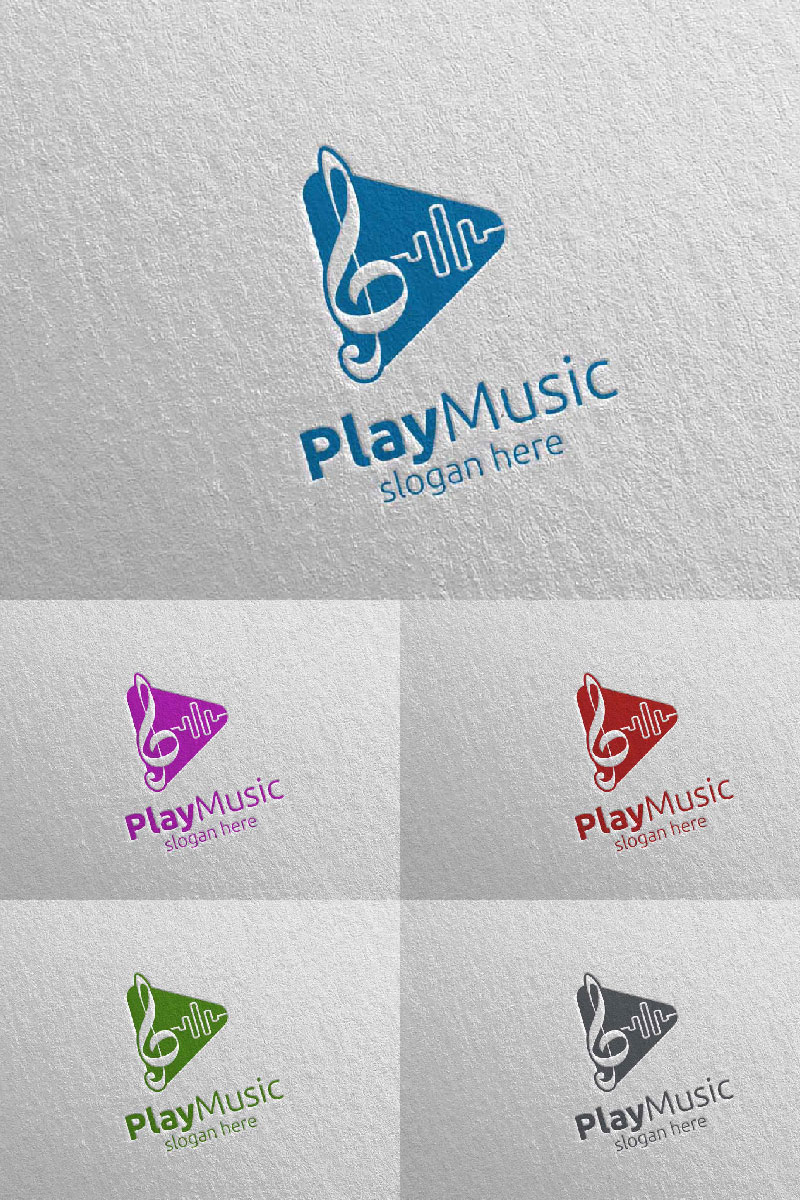 Abstract Music  with Note and Play Concept 13 Logo Template