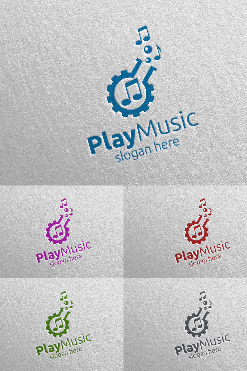 Abstract Music  with Note and Play Concept 12 Logo Template