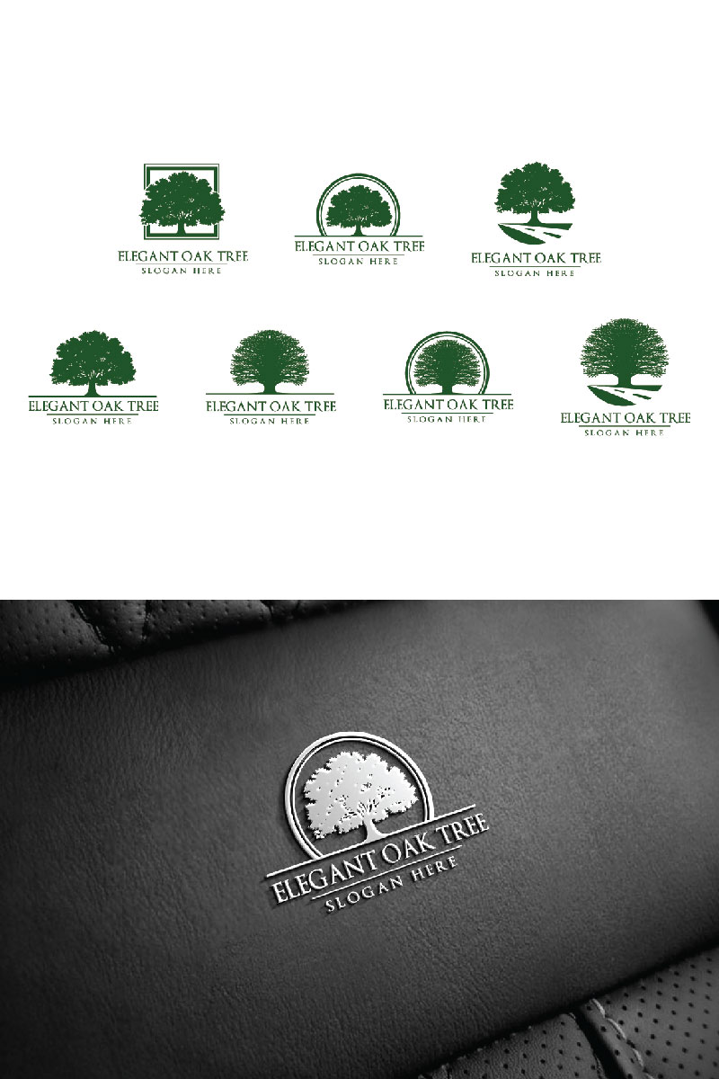 Green Oak Tree Logo Template