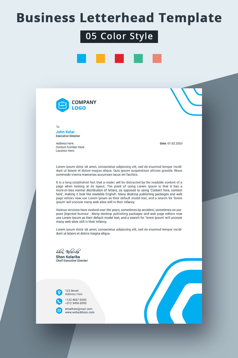 Colorful Letterhead For Business - Corporate Identity Template