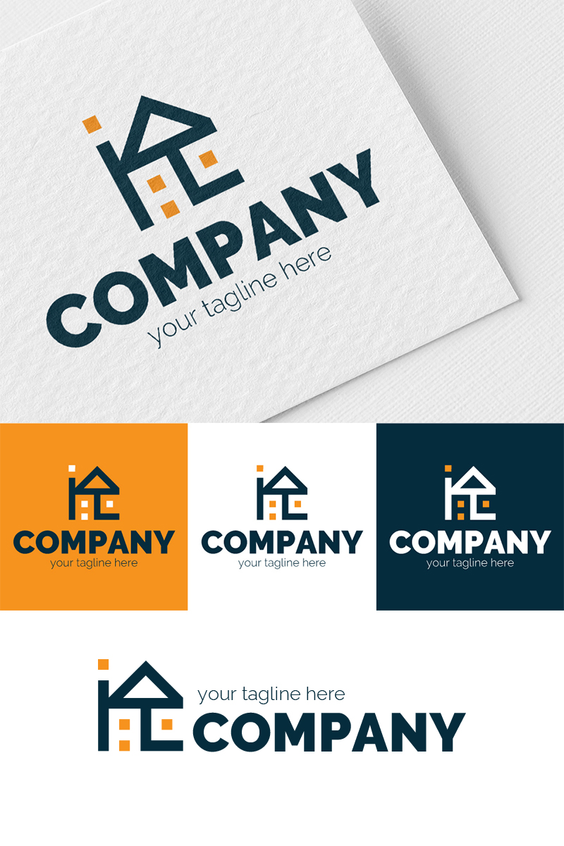 Logo, graphic sign, combines: House and Arrow