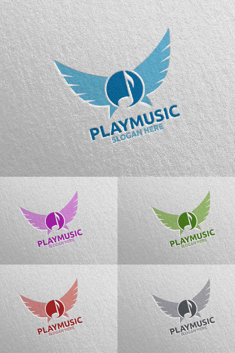 Abstract Music  with Note and Play Concept 10 Logo Template