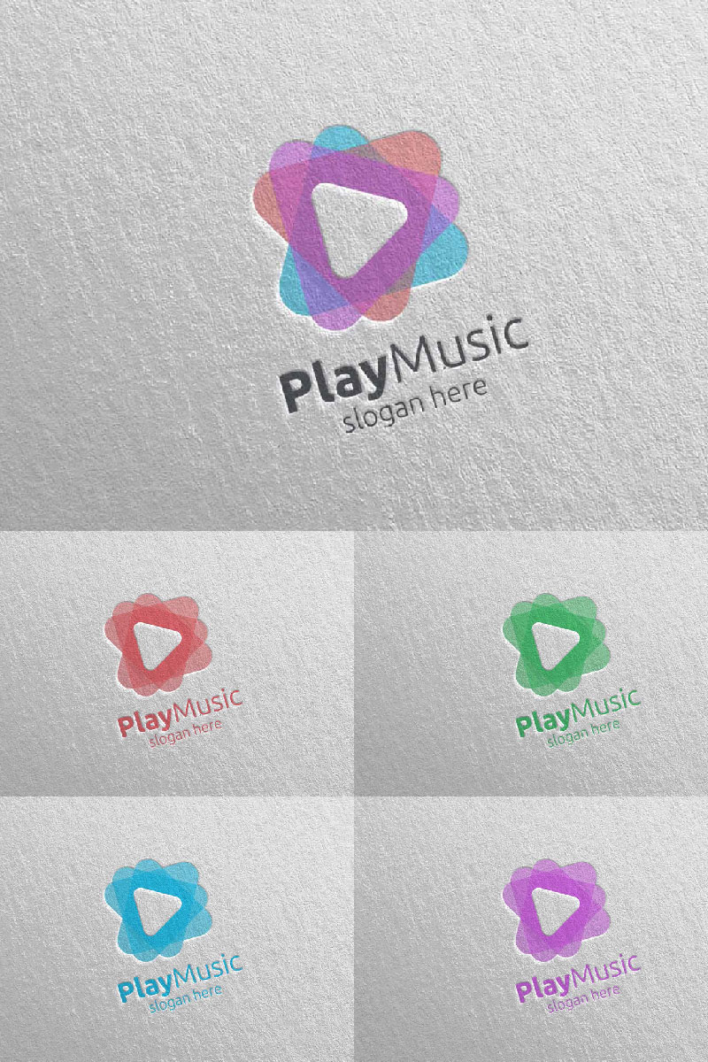 Abstract Music  with Note and Play Concept 1 Logo Template