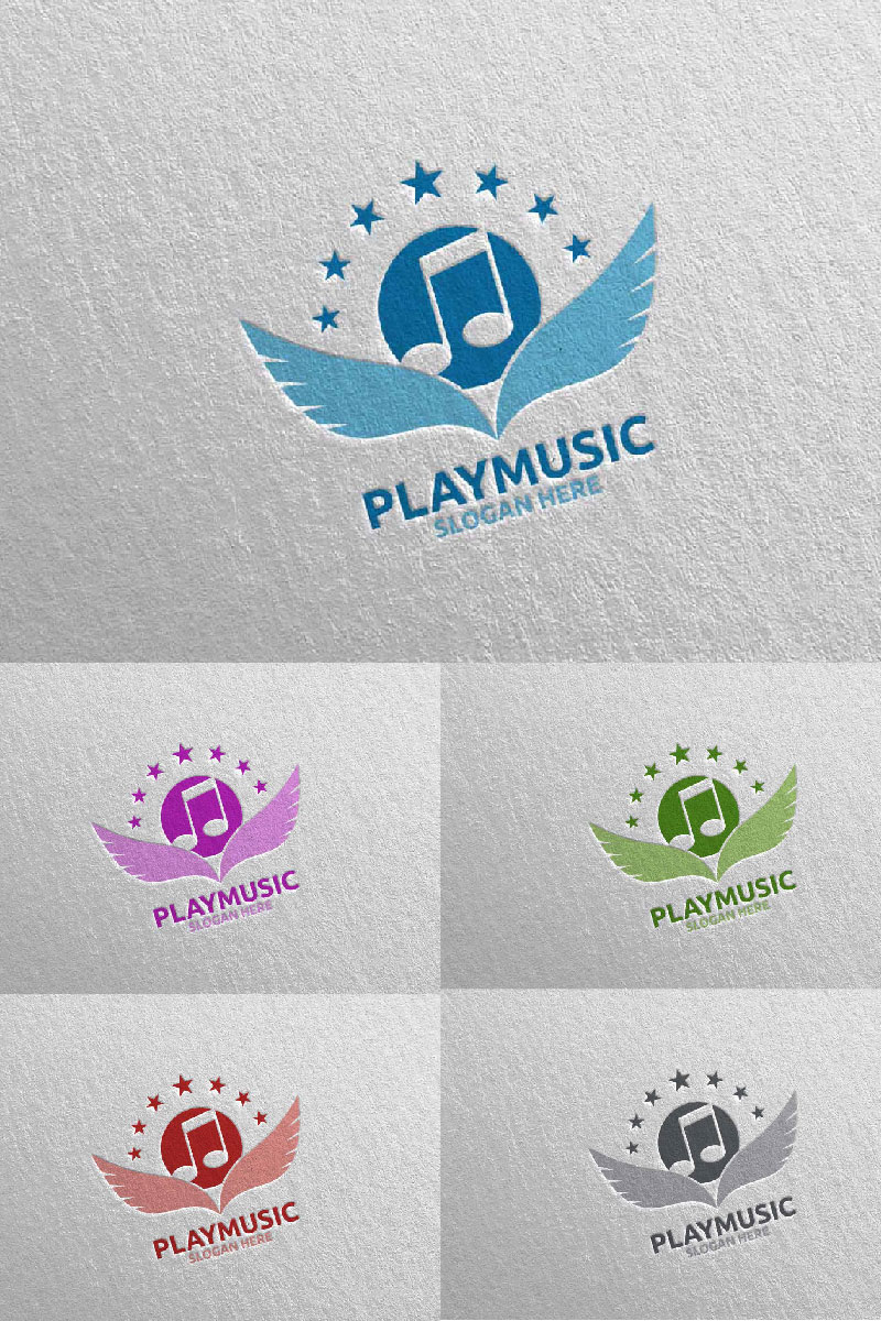 Abstract Music  with Note and Play Concept 11 Logo Template