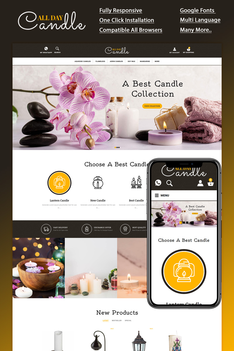All day - Candle Store OpenCart Template