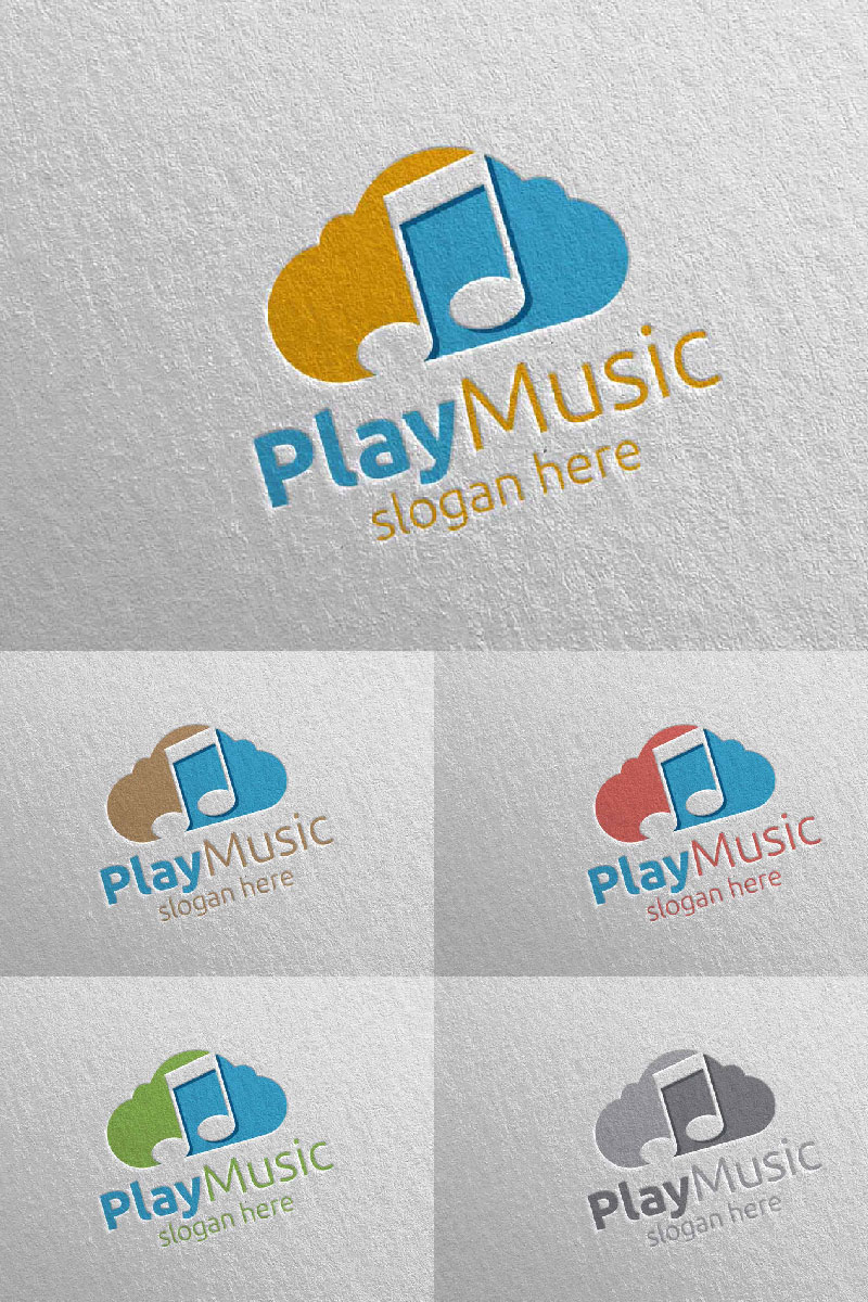 Music with Note and Cloud Concept 35 Logo Template