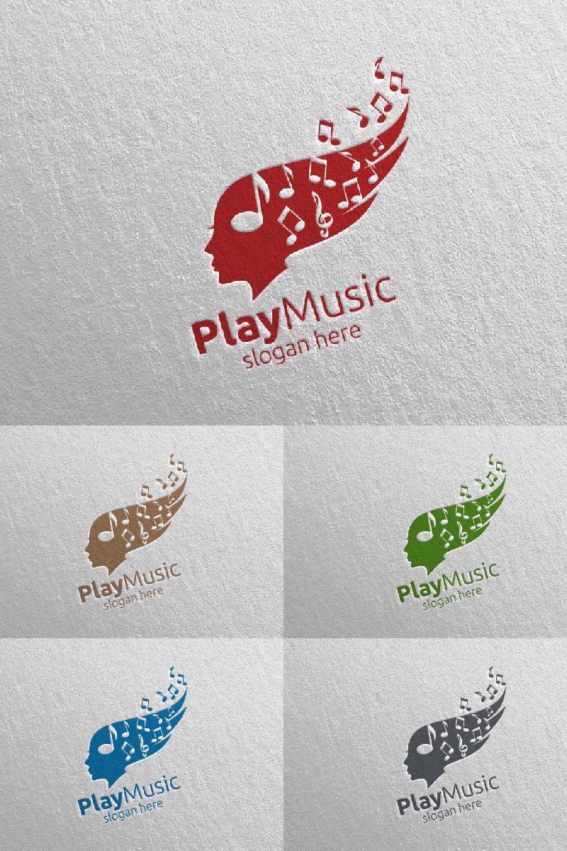 Music with Note, Face, Hair Concept 30 Logo Template
