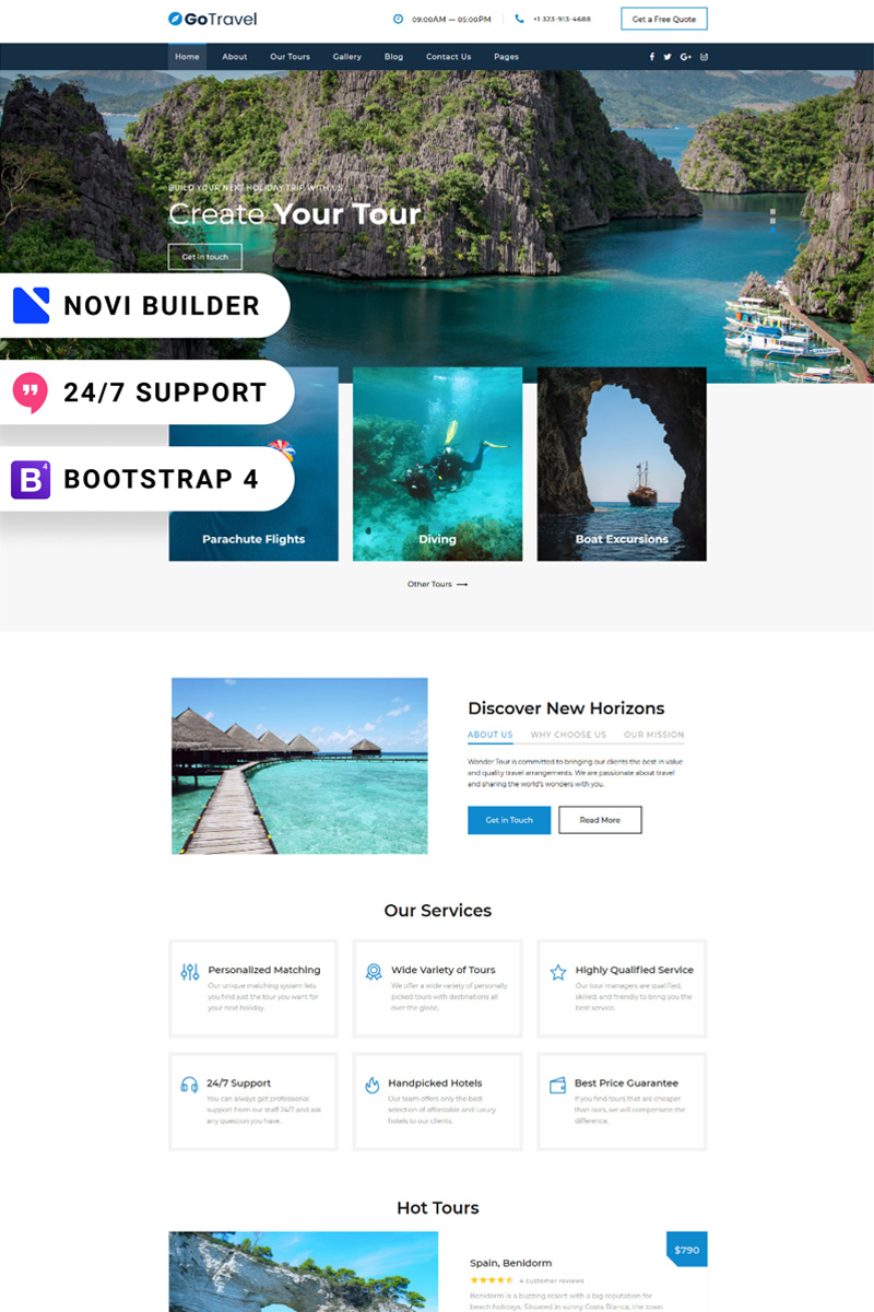 GoTravel - Novi Builder Online Tour Agency Website Template